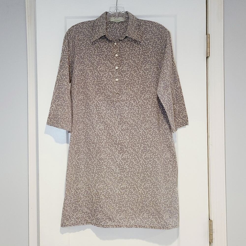 Ililanga Floral Shirt Dress 3/4 Sleeve Collared Mini Pockets Size S